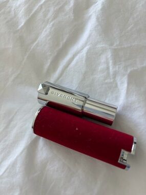 Givenchy Silver Lipstick Tube with Deep Red Velvet Case